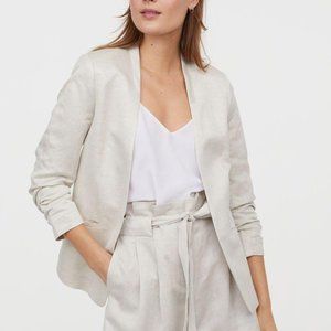 H&M Linen Blend Cream Blazer Jacket Size 4